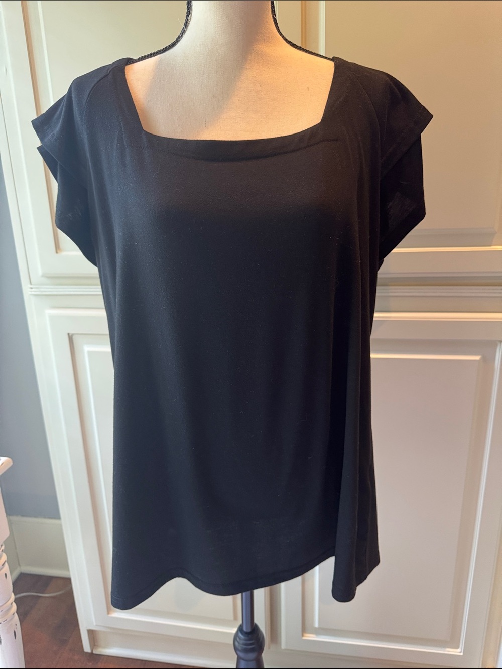Classic Black Square-Neck Women's Top